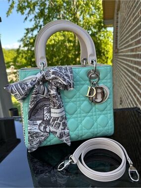 Christian Dior Lady Dior Python Tri-Tone bag with Silver Hardware.